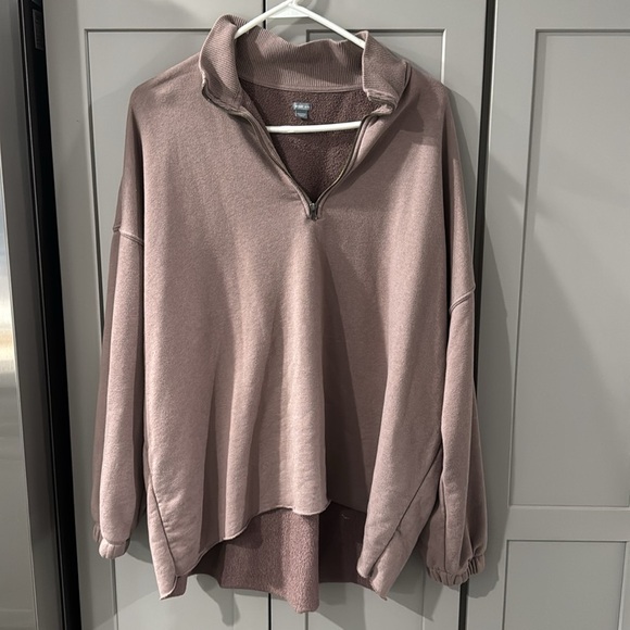 Aerie Soft Quarter Zip Sweatshirt brown XL - Picture 2 of 4